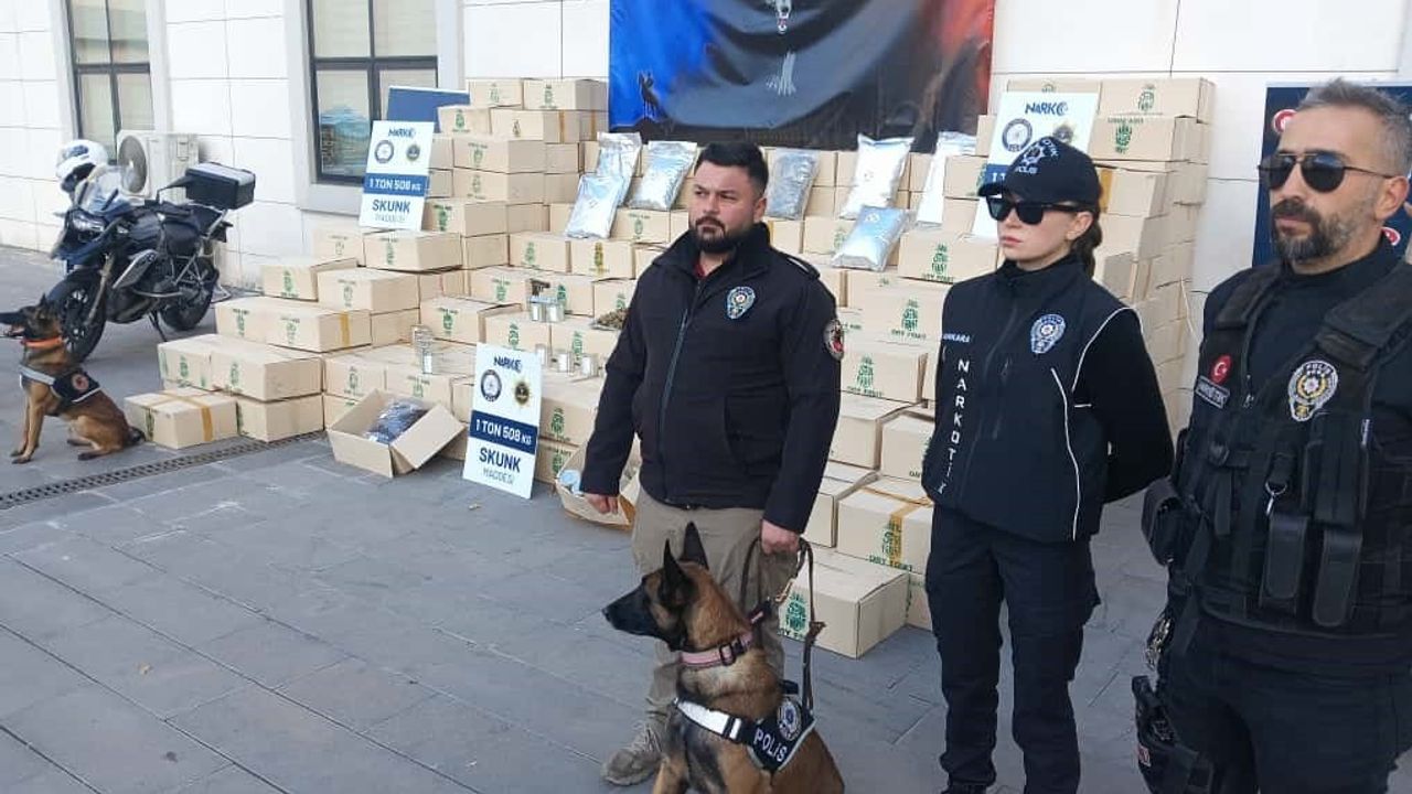 Ankara merkezli operasyonda Tayland’dan getirilen 1 ton 508 kilogram skunk ele geçirildi