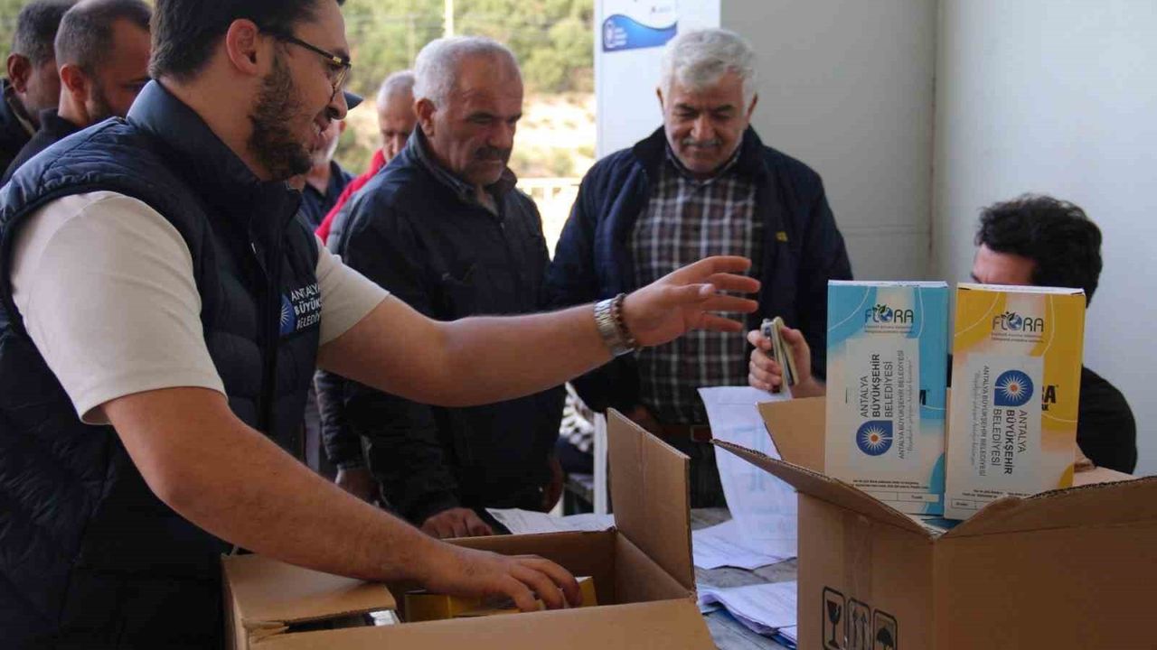 Antalya Büyükşehir Belediyesi'nden örtü altı üretime 2 bin 400 mavi ve sarı yapışkan tuzak desteği