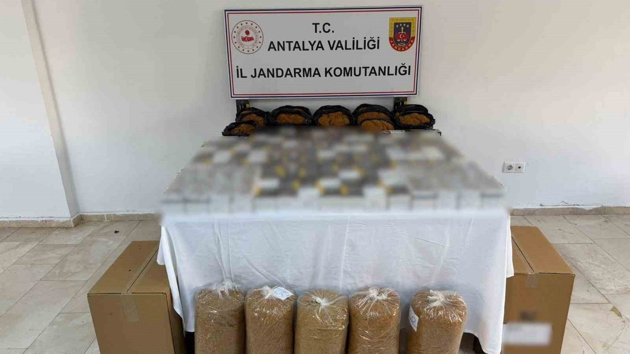 Antalya'da jandarma operasyonunda 27.500 makaron ve 116 kg kıyılmış tütün ele geçirildi