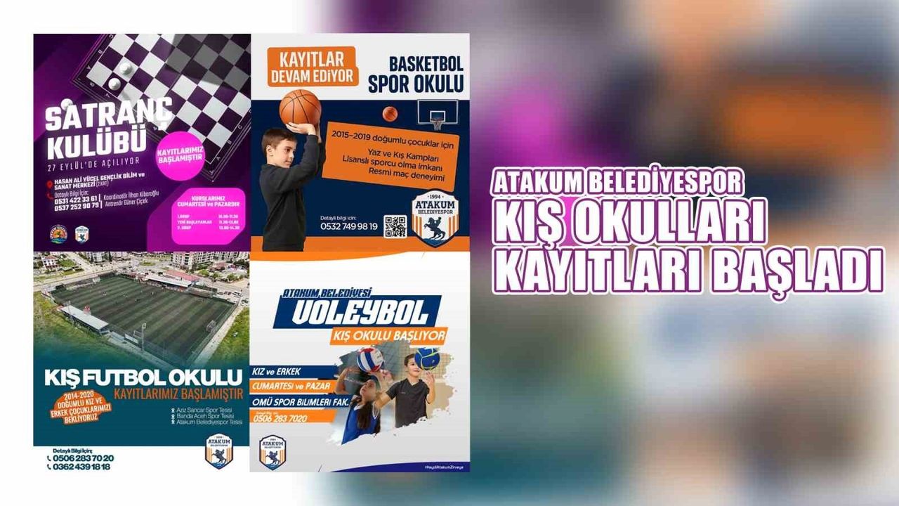 Atakum Belediyespor kış sezonu spor okulları için kayıtlar başladı