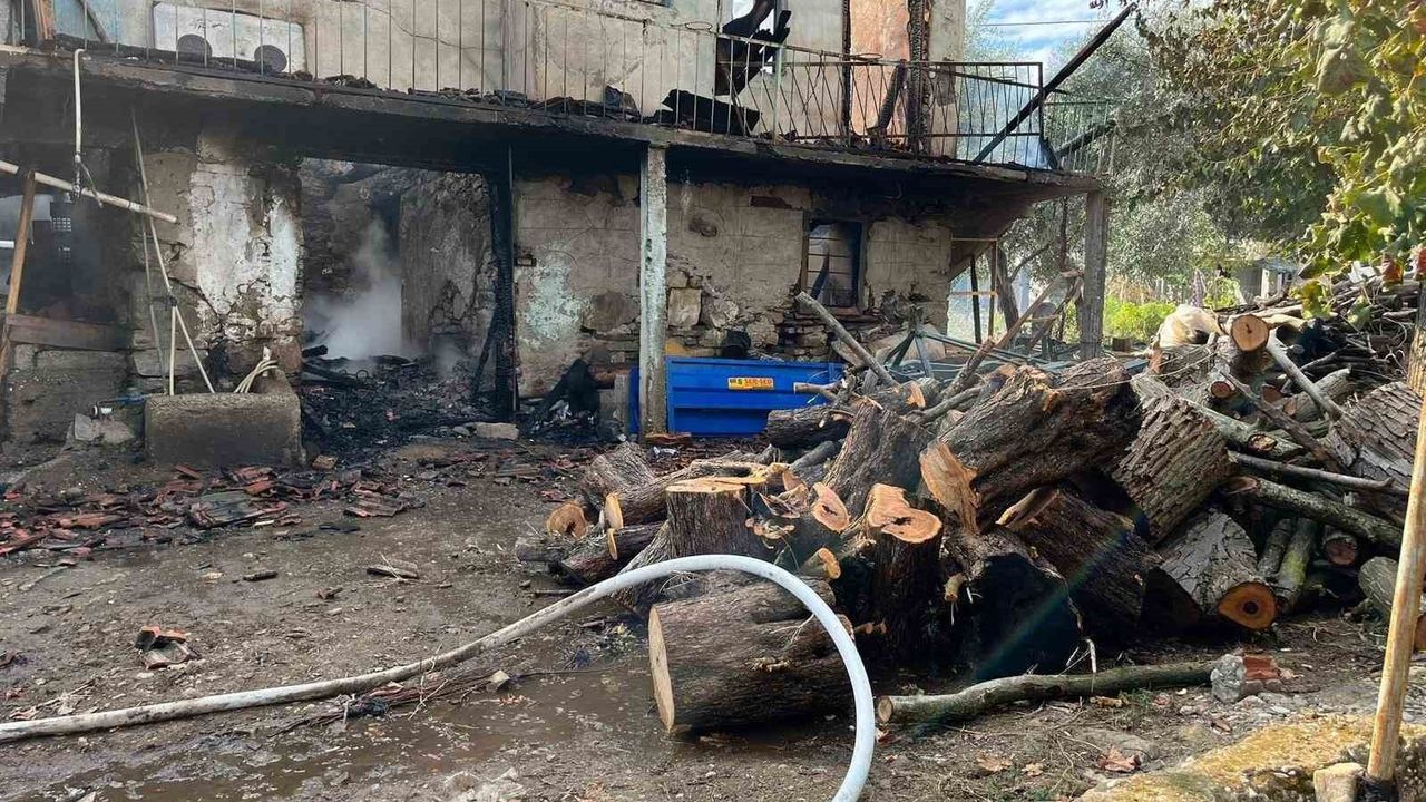 Aydın'ın Bozdoğan ilçesinde konut yangını: Bir ev küle döndü, bitişikteki evte ağır hasar