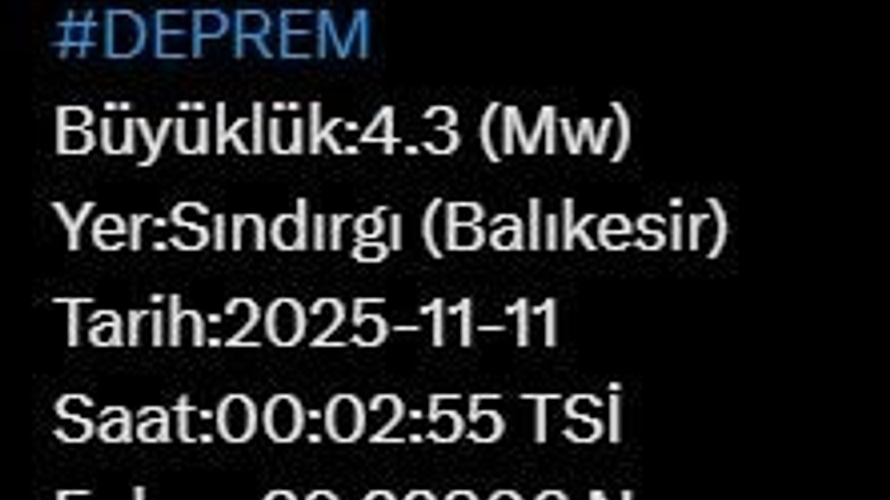 Balıkesir Sındırgı'da 4.3 büyüklüğünde deprem — AFAD açıkladı