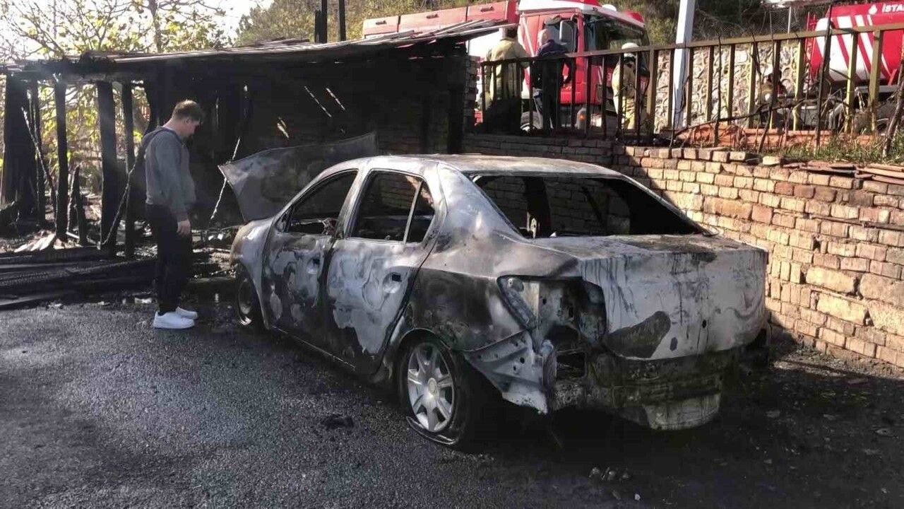 Beykoz'da garaj yangını otomobile sıçradı: Garaj ve araç kullanılamaz hale geldi