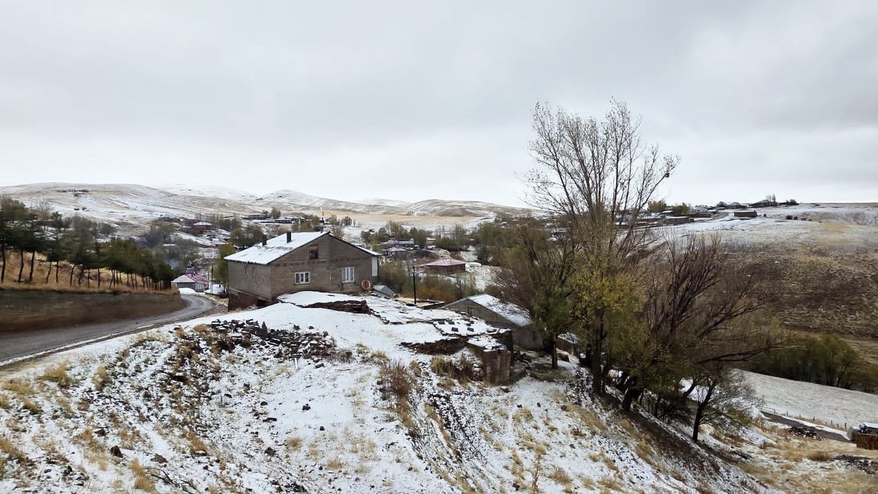 Bitlis’te Ahlat’ın yüksek köyleri mevsimin ilk karıyla beyaza büründü