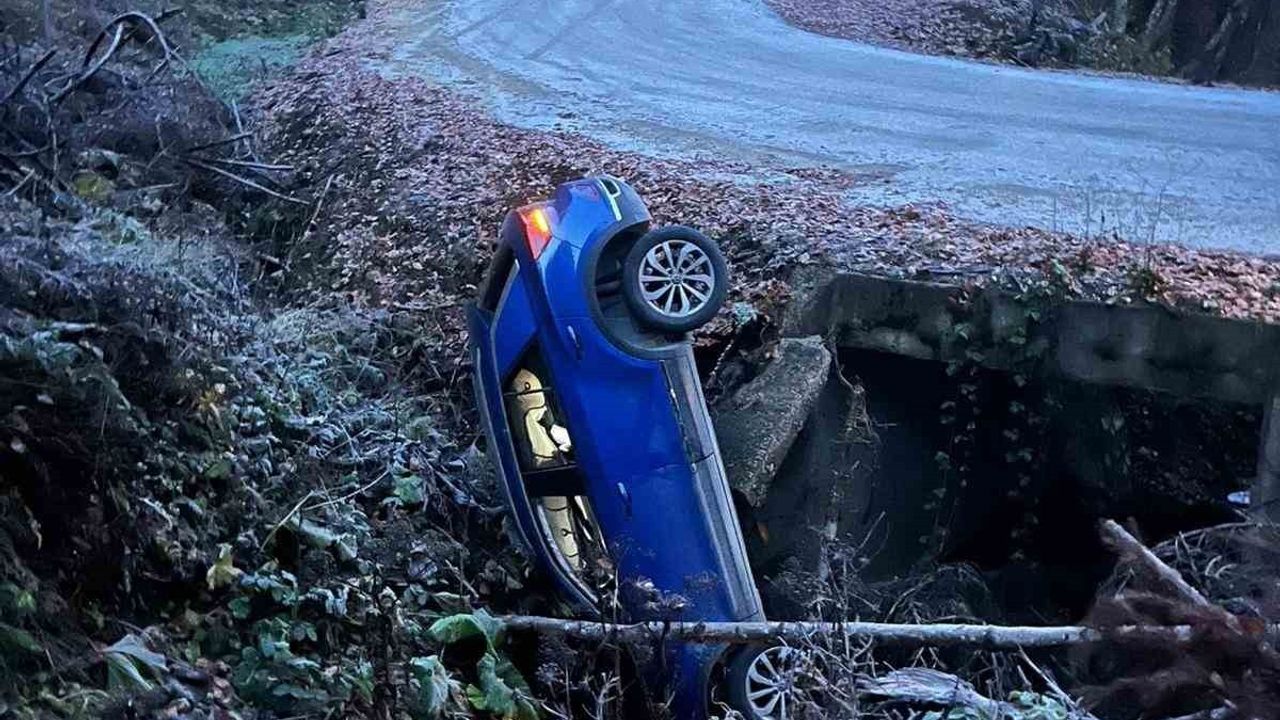 Bolu'da Yedigöller yolunda gizli buzlanma kazaya yol açtı — sürücü ve eşi yara almadan kurtuldu
