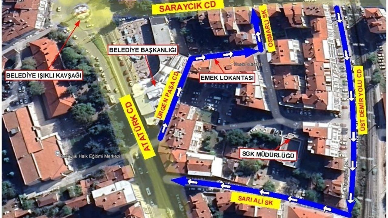 Bozüyük Çarşı Mahallesi'nde yeni tek yön düzenlemesi 01 Aralık 2025'te yürürlüğe giriyor