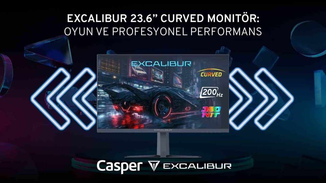 Casper Excalibur 23.6 inç kavisli monitör: 200 Hz, 1 ms tepki süresiyle satışta