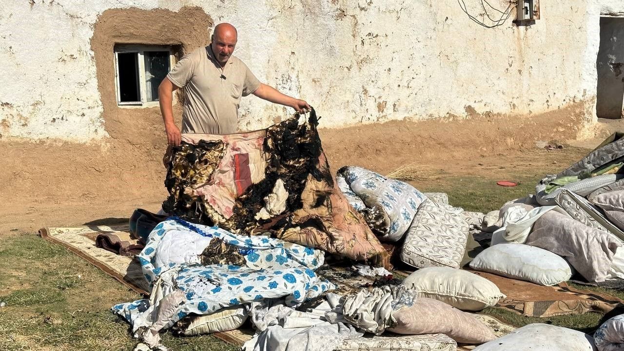 Ceylanpınar’da 8 kişilik ailenin eşyaları bilinmeyen nedenlerle tutuştu, aile evsiz kaldı