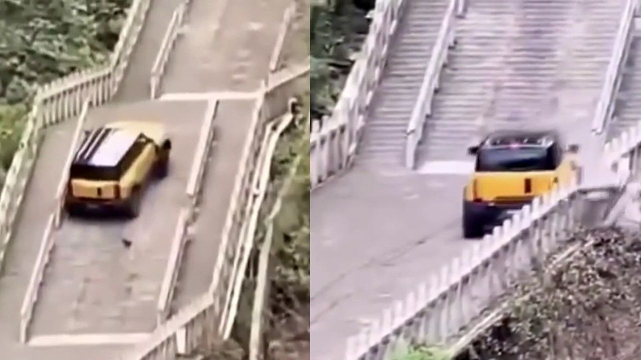 Chery test aracı Tianmen Dağı'nın 999 merdiveninde tarihi yapıya zarar verdi