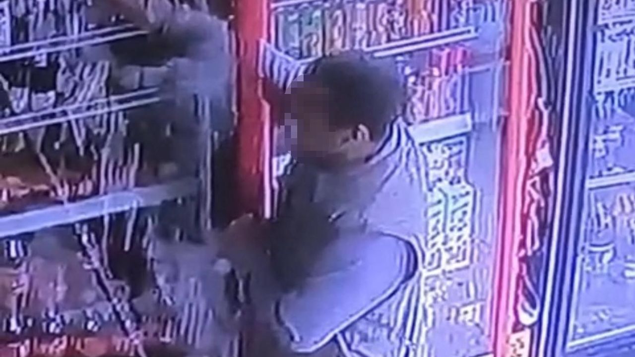 Diyarbakır Kayapınar'da marketten içecek çalınma anı güvenlik kamerasında