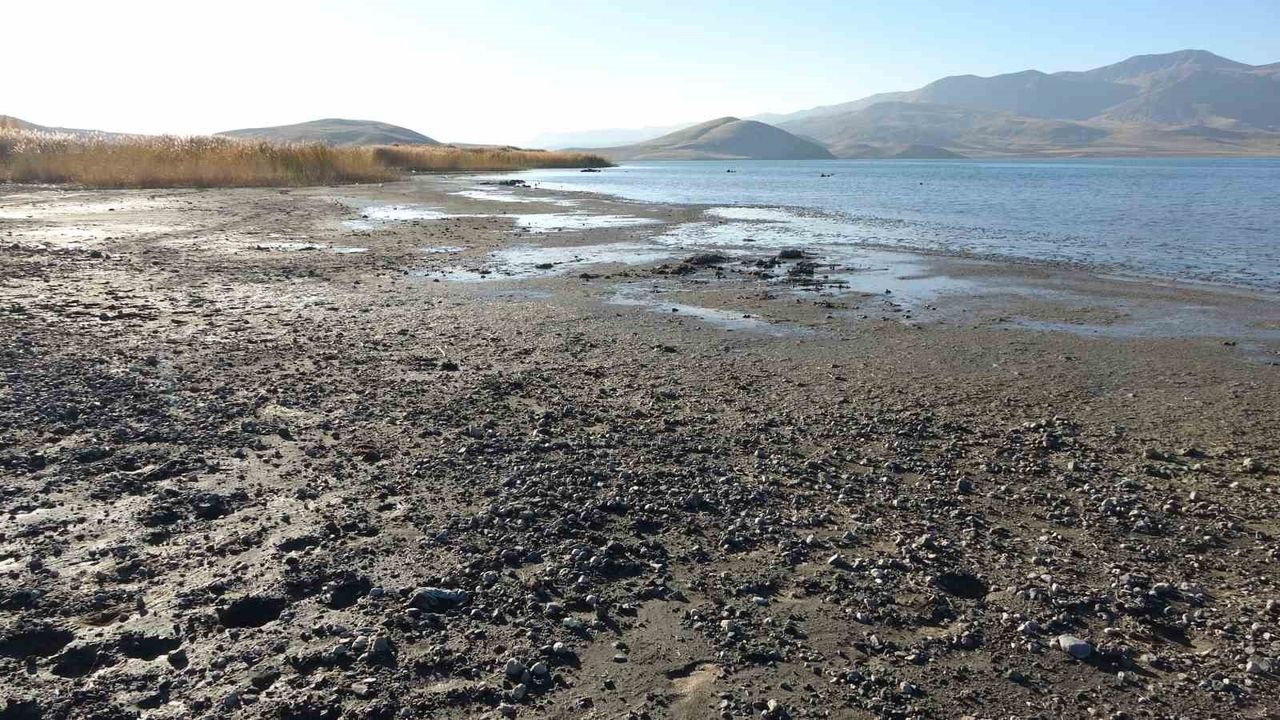 Erçek Gölü'nde su çekilmesi mikrobiyalitleri ortaya çıkardı