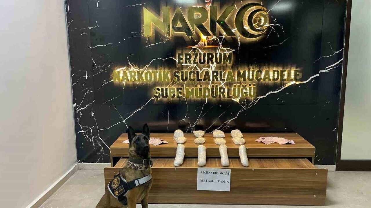 Erzurum'da Narkotik Operasyonu: 4 kilo 100 gram metamfetamin ele geçirildi