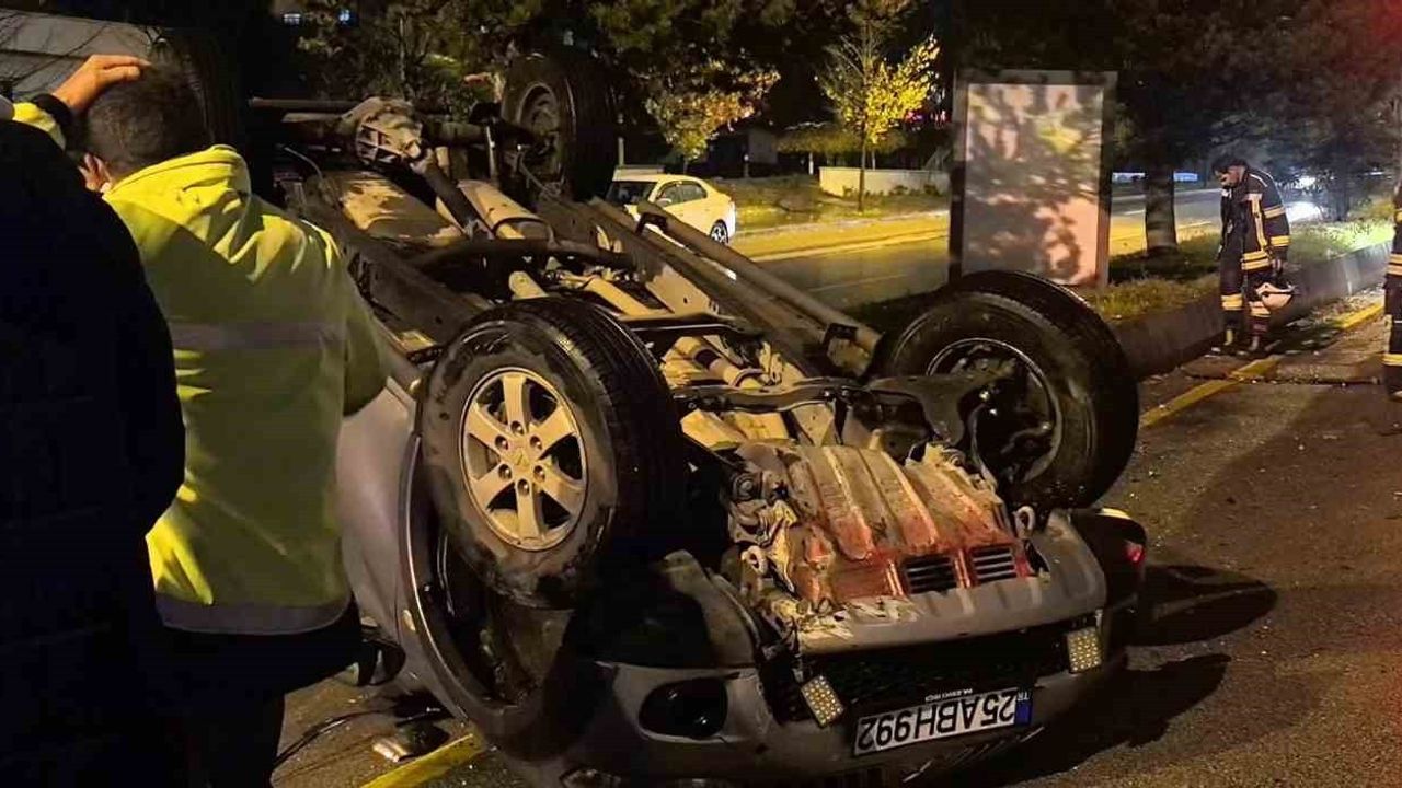 Erzurum Palandöken'de kamyonet takla attı — 1 hafif yaralı