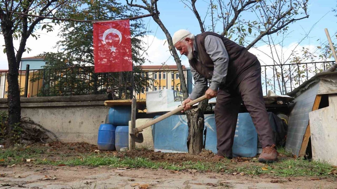 Eskişehir'de 90 yaşındaki İlhan Akbıyık atıl araziyi 15 Temmuz Şehitleri Fidanlığı'na dönüştürdü