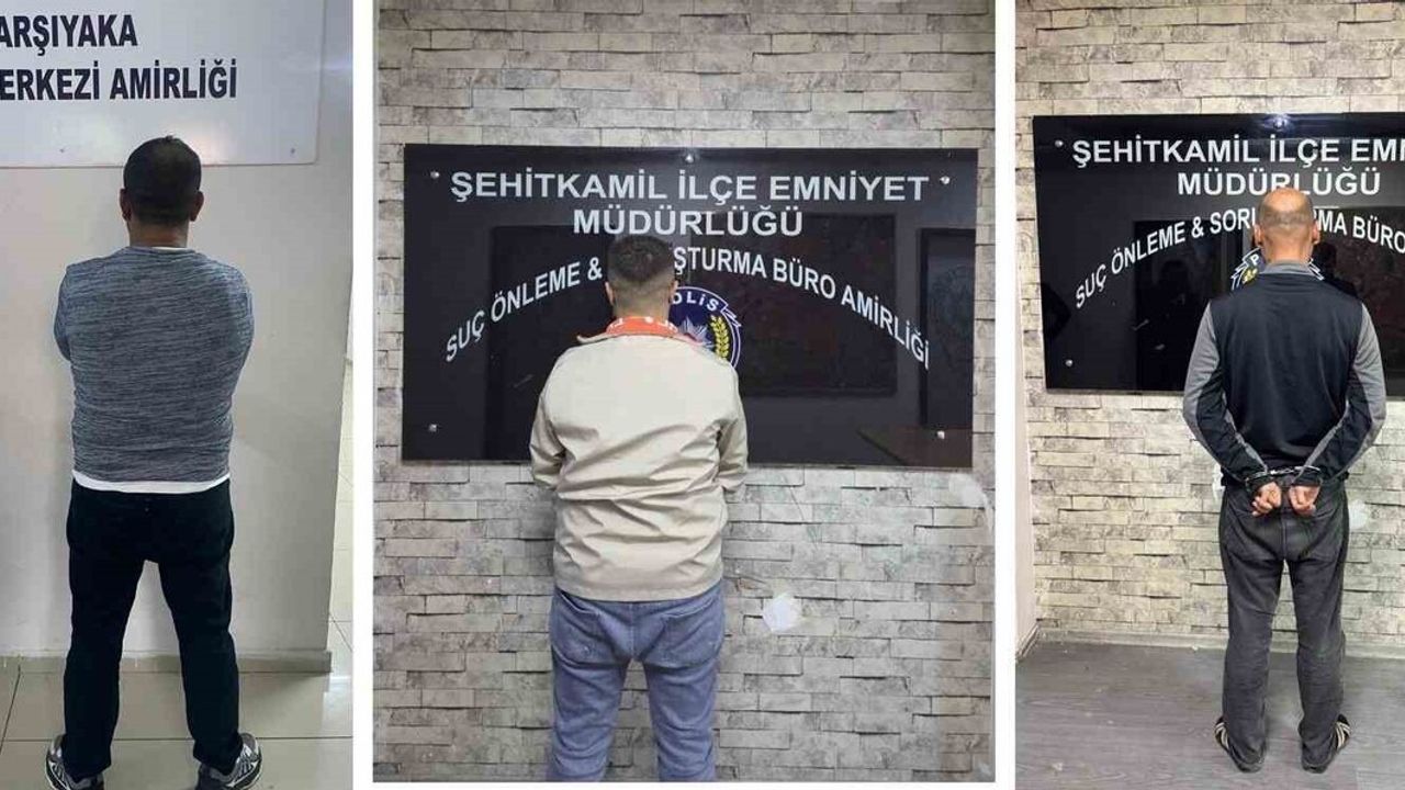 Gaziantep'te Şehitkamil ekipleri, aranan 3 şüpheliyi yakaladı