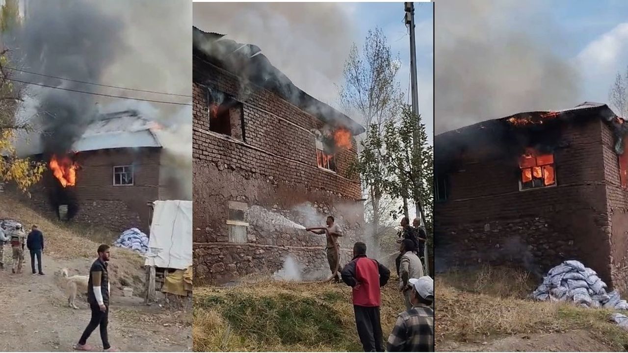 Hakkari'de Geçitli Köyünde İki Katlı Toprak Evde Yangın — İtfaiye Müdahalesiyle Söndürüldü