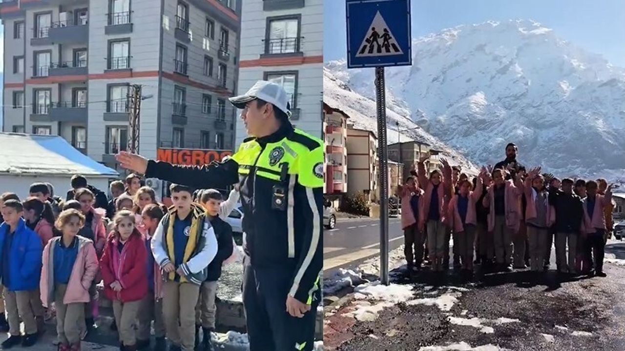 Hakkari Polisi'nden Öğrencilere Uygulamalı Trafik Eğitimi