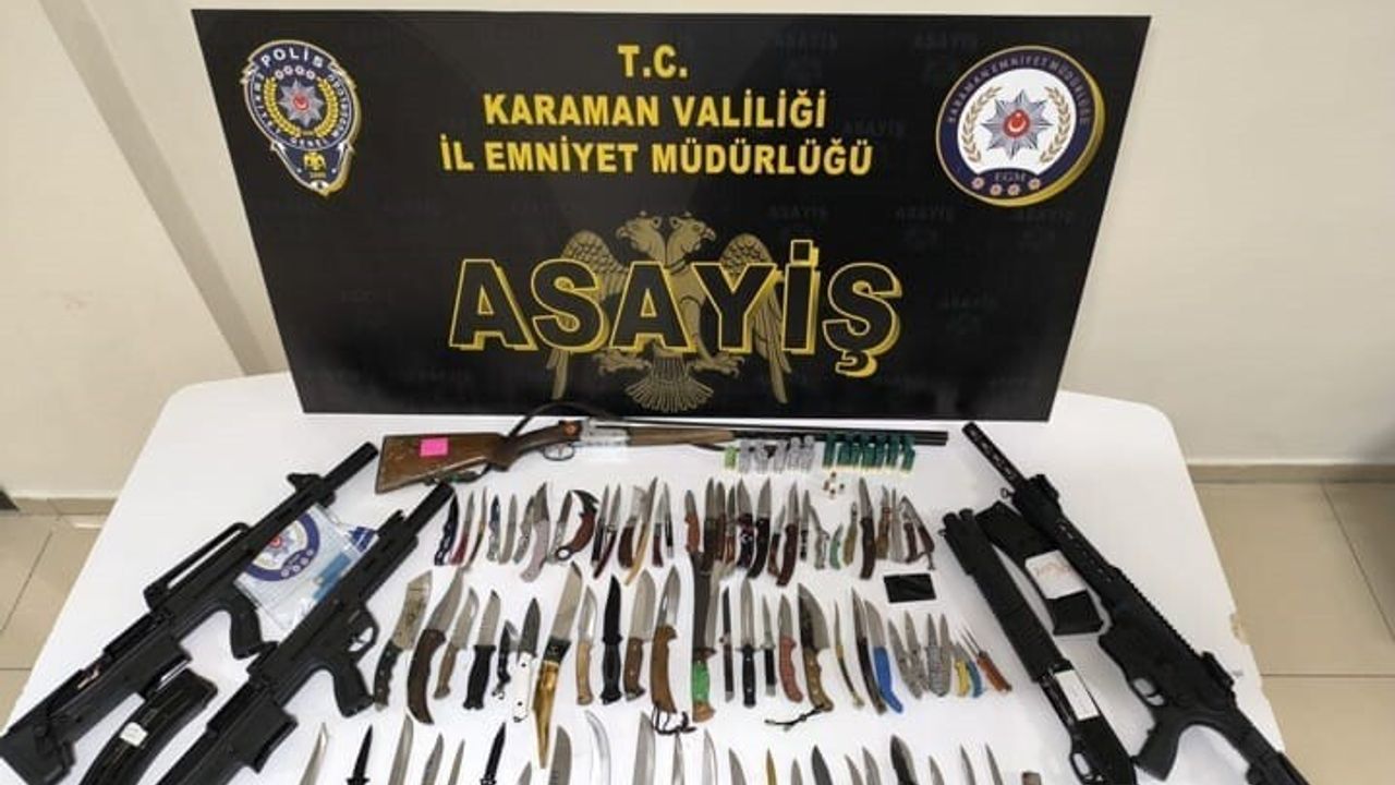 Karaman'da asayiş uygulaması: 1 haftada 8 tutuklama, uyuşturucu ve ruhsatsız silah ele geçirildi