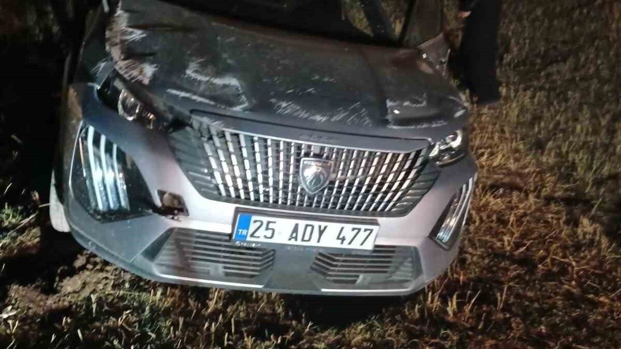 Karayazı'da şarampole düşen araçta hava yastıkları açılmadı; şoförün tecrübesi olası yaralanmaları önledi