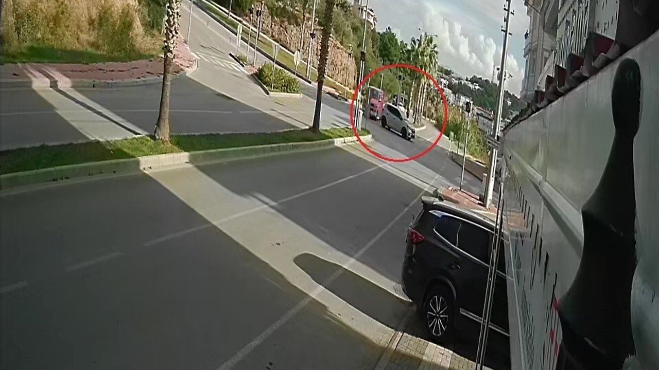 Manavgat'ta direksiyon pratiği yapan sürücü refüjdeki palmiyeyi devirdi