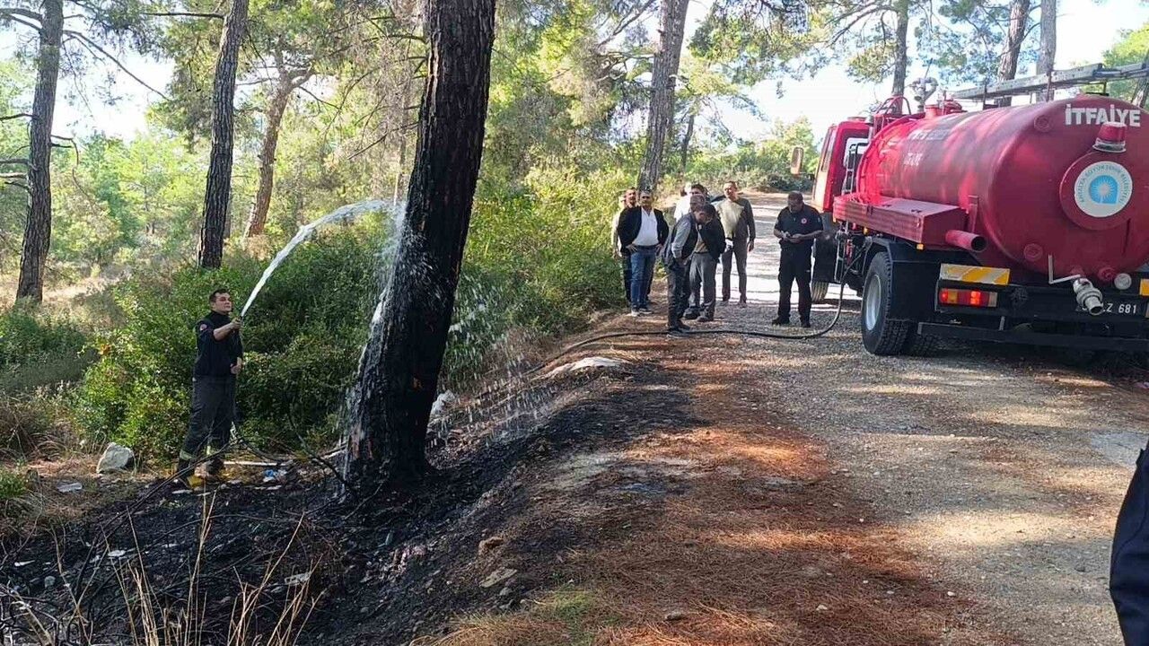 Manavgat'ta ormanlık alanda çıkan yangın vatandaşların müdahalesiyle büyümeden söndürüldü