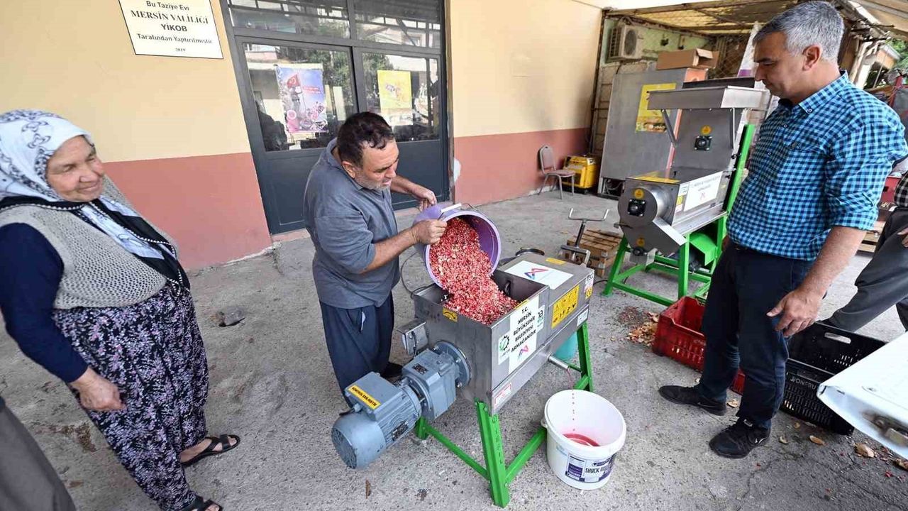 Mersin'de nar üreticilerine makine desteği: Karahacılı'ya nar taneleme ve sıkma makinesi teslim edildi