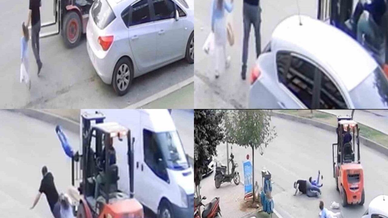 Mersin'de ters şeritten gelen forklift baba ve iki çocuğuna çarptı