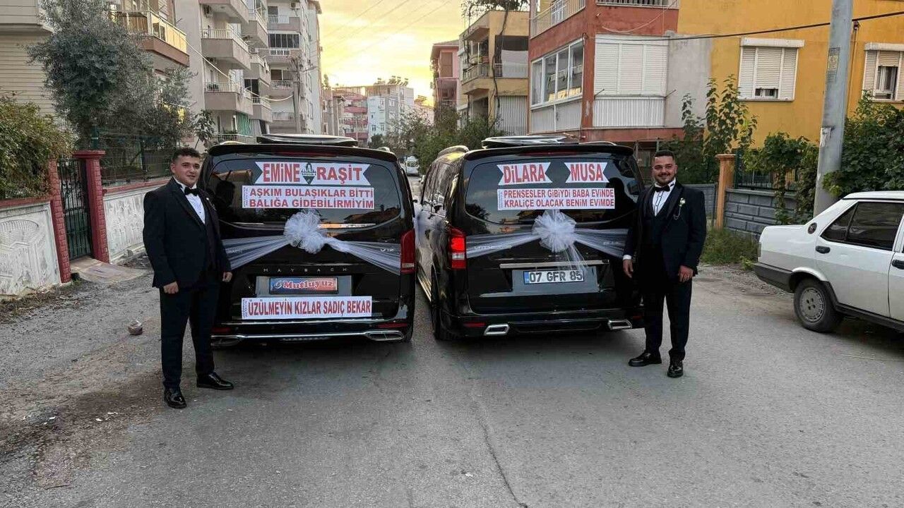 Serik'te iki kardeş aynı gün, aynı yaştaki gelinlerle evlendi