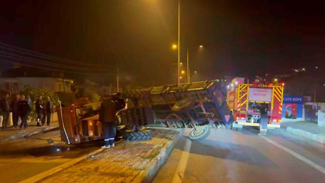 Söke'de römorklu traktör devrildi: 1 kişi yaralandı