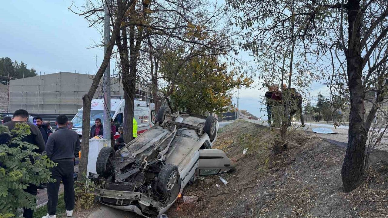 Sungurlu'da takla atan otomobil sürücüsü yaralandı