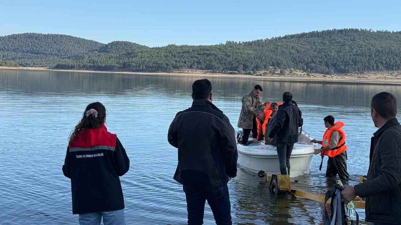 Taşlıyayla Göleti'nde 5 kilometre hayalet ağ toplandı, 500 balık canlı kurtarıldı