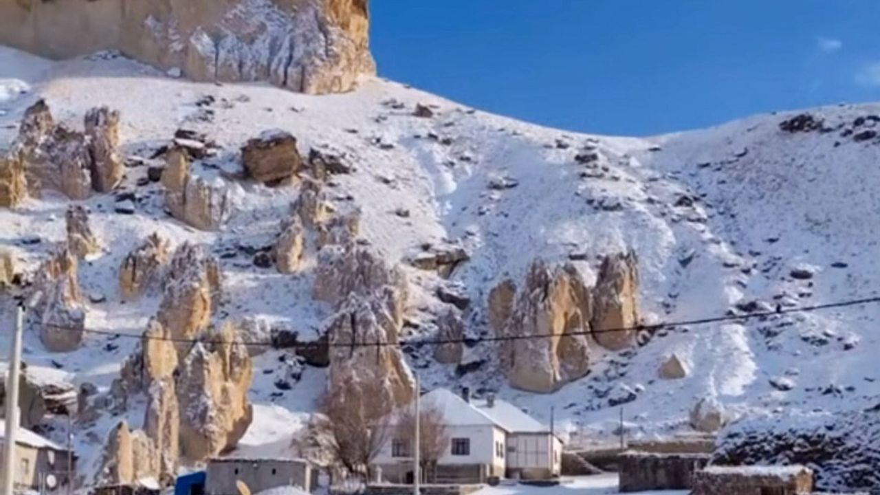 Van Başkale'de kar yağışı yüksek kesimleri beyaza bürüdü