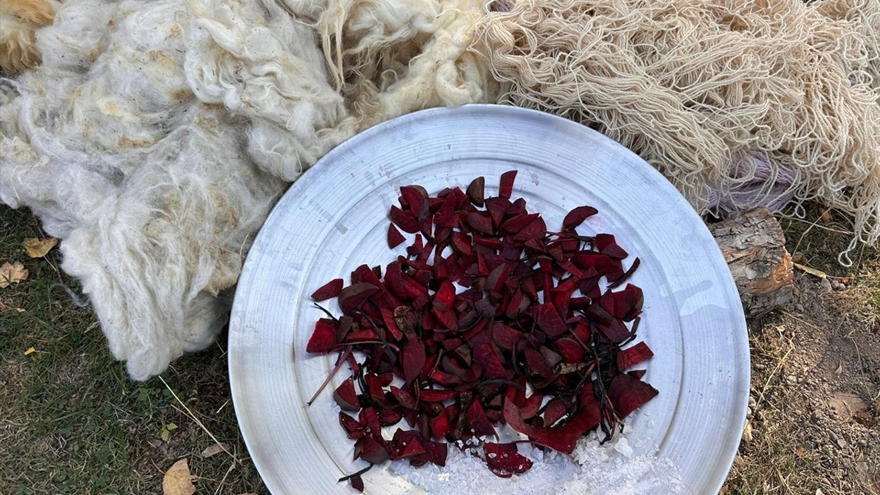 Van'da kadınlar doğadan topladıkları bitkilerle ipleri kök boyayla renklendiriyor