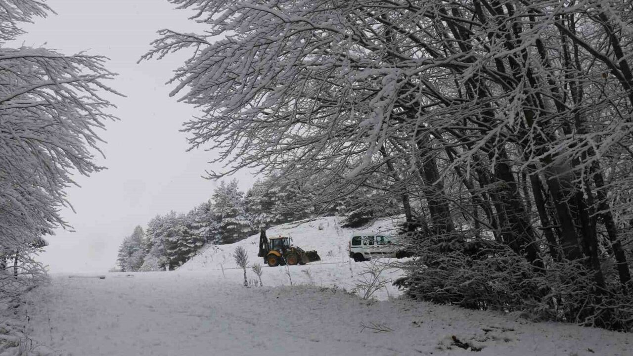 Abant Gölü Milli Parkı'nda kış manzarası: Göl çevresinde kar örtüsü 10 cm'e kadar çıktı