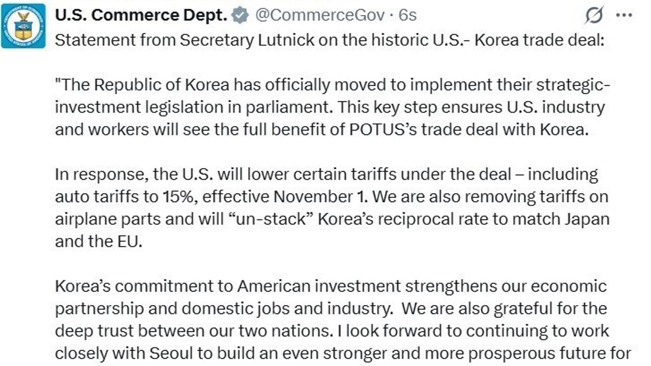 ABD, Güney Kore’den İthalatta Bazı Gümrük Vergilerini İndiriyor