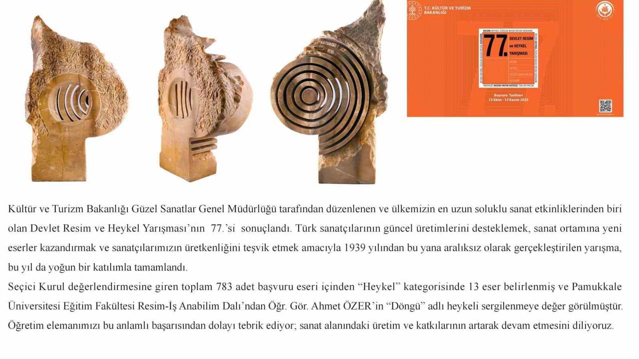 Ahmet Özer’in 'Döngü' adlı heykeli 77. Devlet Resim ve Heykel Yarışması'nda sergilenmeye değer bulundu