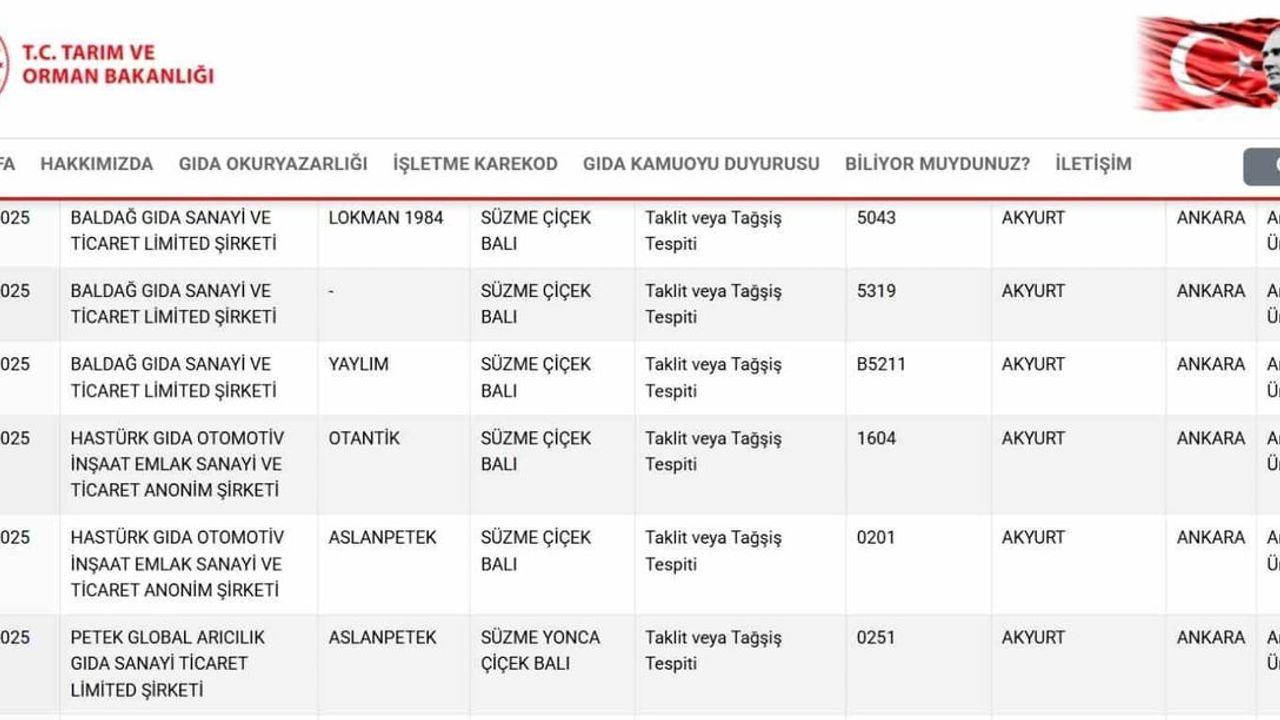 Ankara Akyurt'ta bazı süzme bal ürünlerinde taklit ve tağşiş tespit edildi