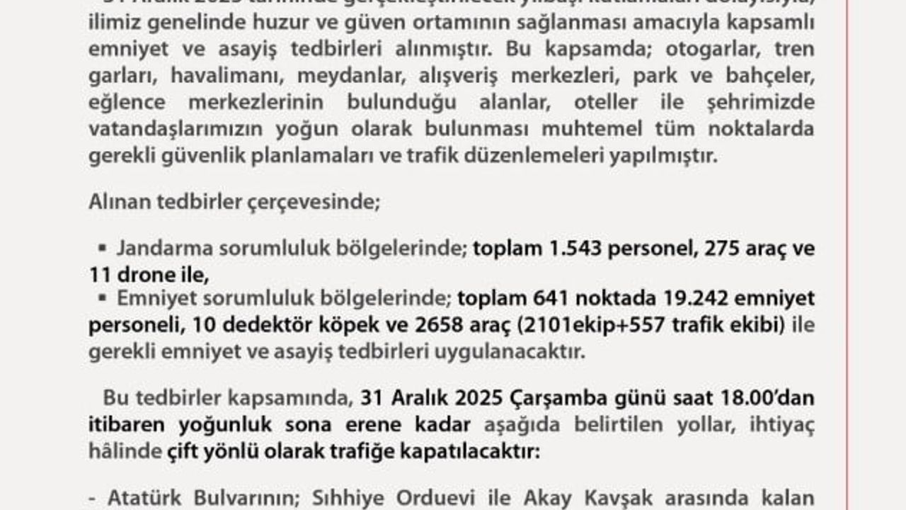 Ankara'da yılbaşı güvenlik tedbirleri: 641 noktada 19.242 emniyet personeli görev alacak