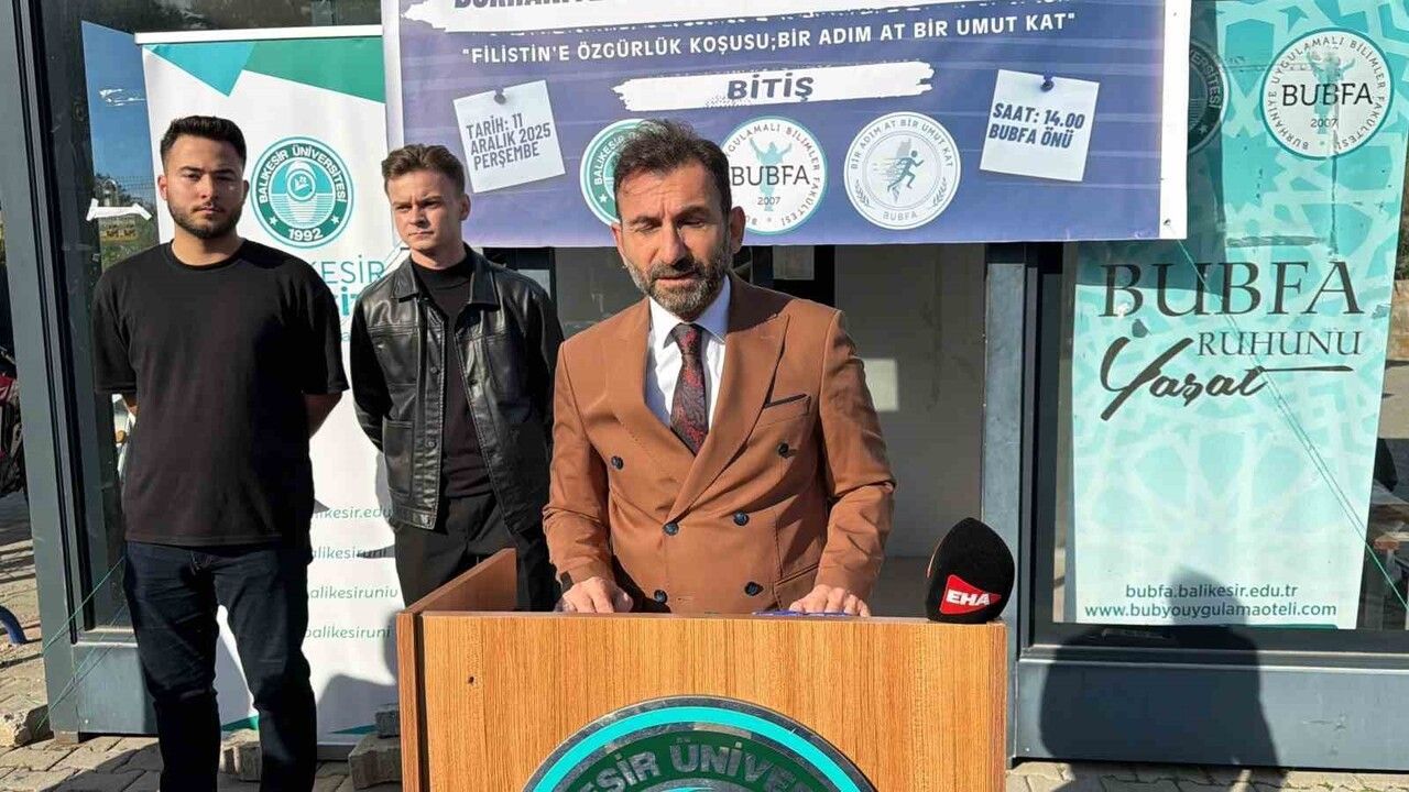 Balıkesir Üniversitesi öğrencilerinden 'Filistin’e Özgürlük Koşusu' ile Gazze'ye destek