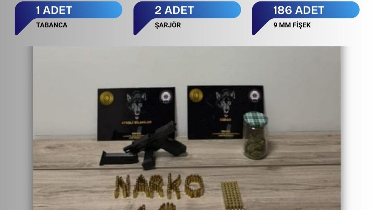 Bingöl'de polis operasyonunda 1 tabanca, 2 şarjör ve 186 fişek ele geçirildi