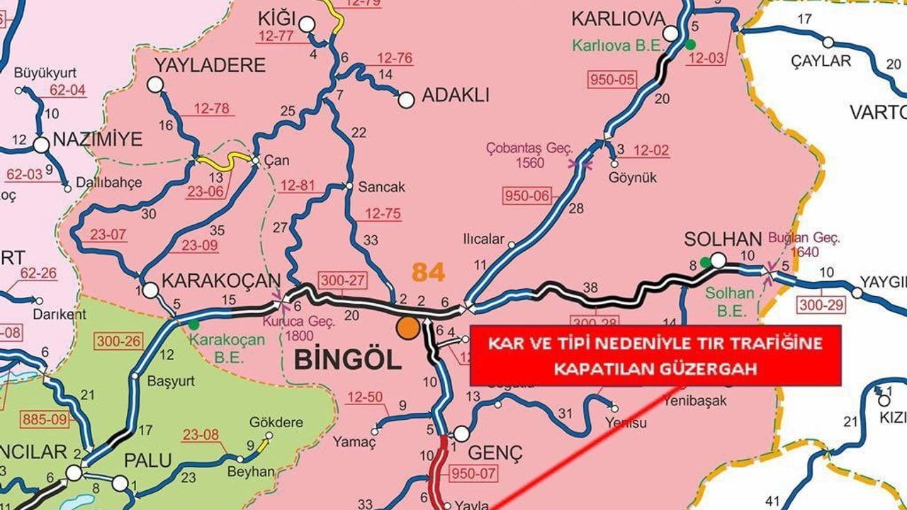 Bingöl-Diyarbakır Karayolu Tır Trafiğine Kapandı