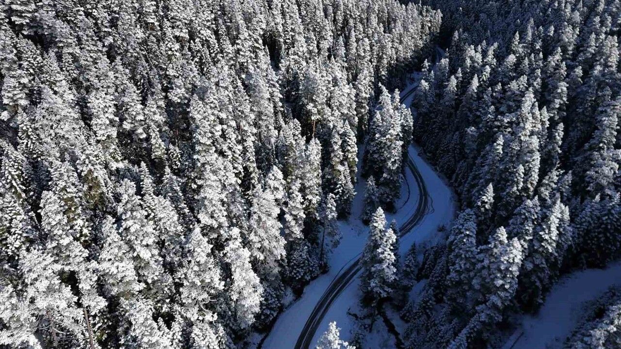 Bolu'nun Yüksek Kesimleri Gece Karla Beyaza Büründü