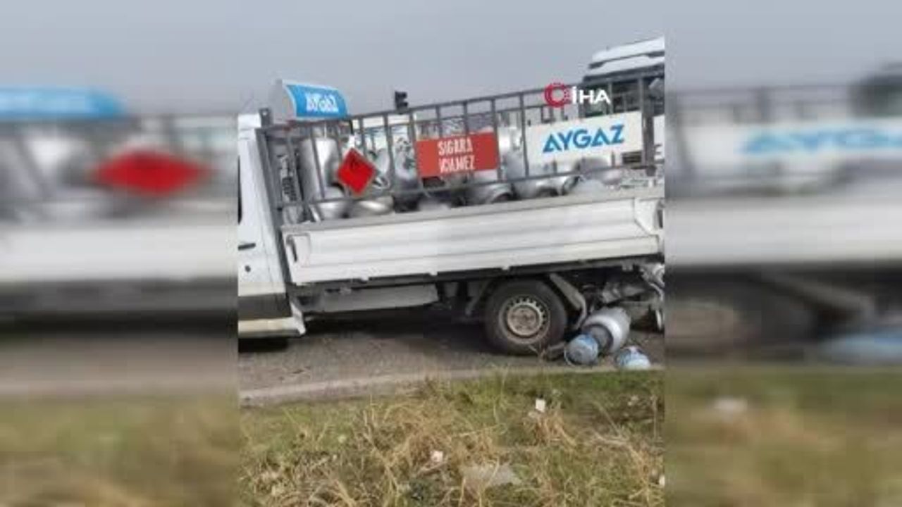 Diyarbakır'da kamyonete çarpma sonucu yola savrulan tüpler; 1 kişi yaralandı