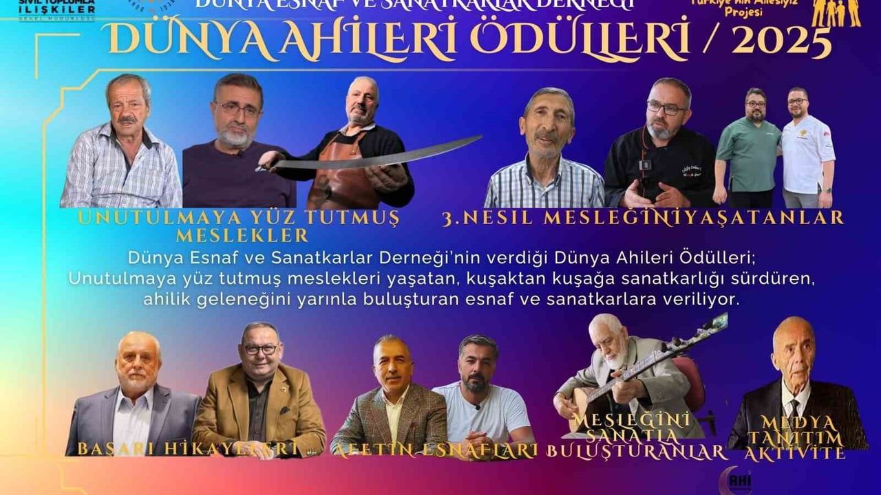 Dünya Ahileri Ödülleri 2025'te 6 kategoride 12 esnafı onurlandırdı