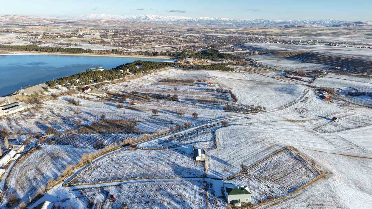 Elazığ'da Cip Baraj Gölü'nde kara batakların kış görüntüleri