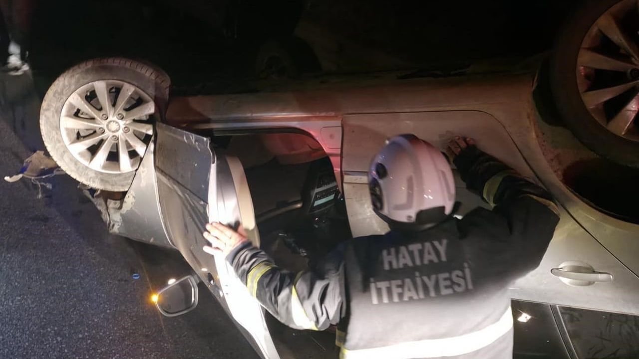 Hassa'da takla atan otomobilin sürücüsü yaralandı