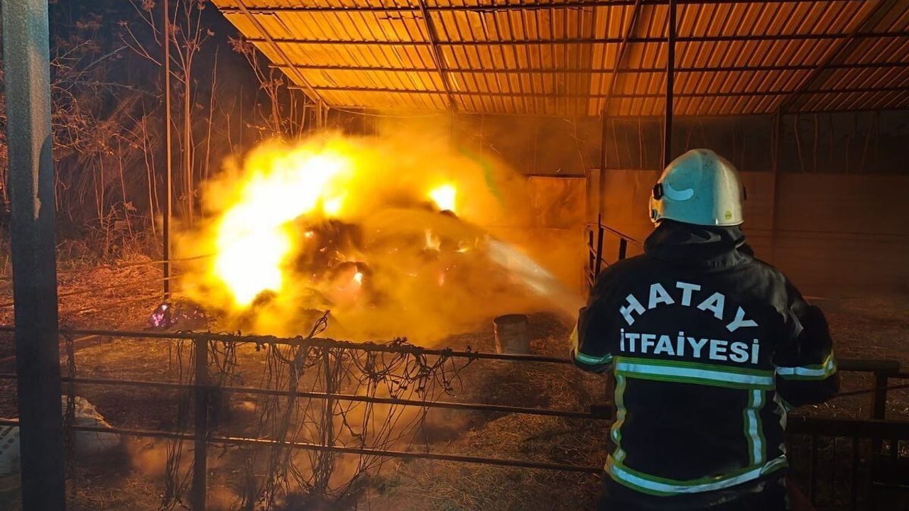 Hatay Defne'de samanlık yangını itfaiyenin müdahalesiyle kontrol altına alındı