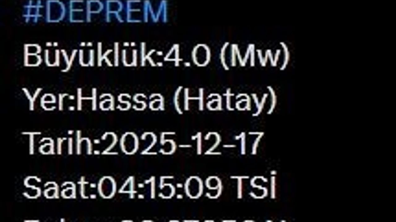 Hatay Hassa'da 4.0 büyüklüğünde deprem: AFAD açıkladı
