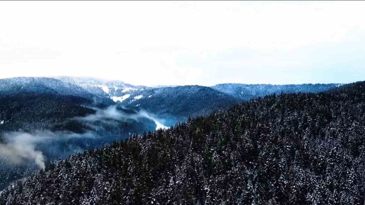Ilgaz Dağı beyaza büründü — Çankırı-Kastamonu sınırındaki görüntüler havadan kaydedildi