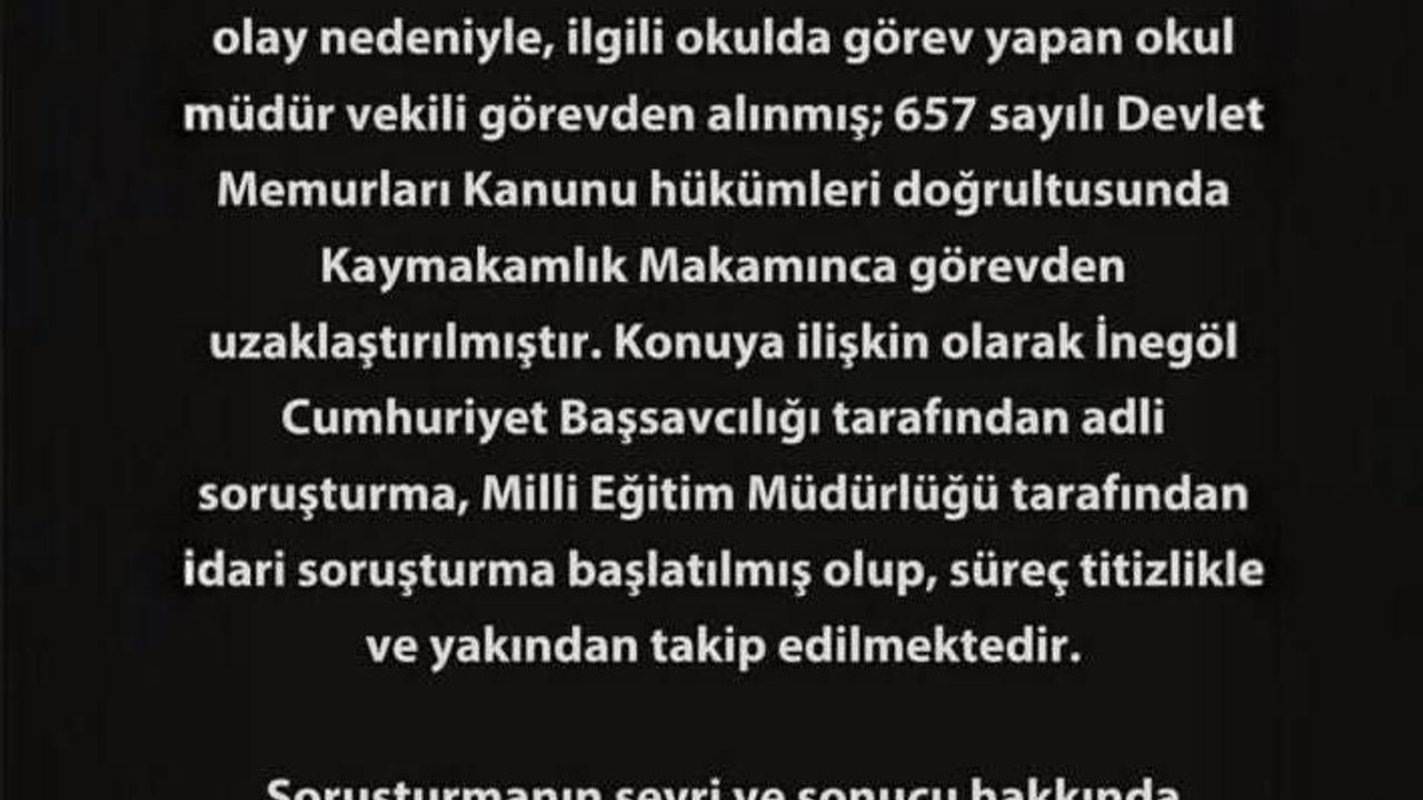 İnegöl'de okul müdürü bayrak töreninde öğrenciye şiddet iddiasıyla savcıya ifade verdi